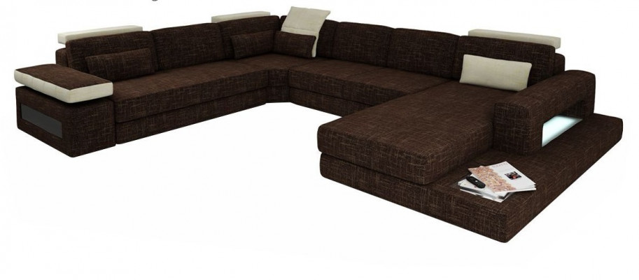 U-Form Couch Design Polster Eck Modern Sofas Textil Wohnlandschaft Ecksofa Stoff