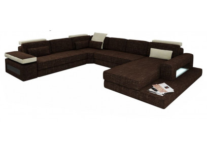 U-Form Couch Design Polster Eck Modern Sofas Textil Wohnlandschaft Ecksofa Stoff