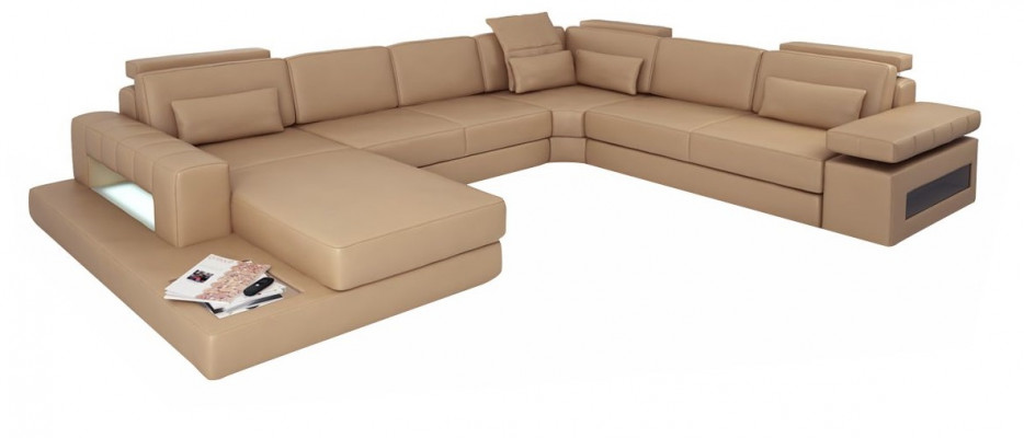 Wohnlandschaft U-Form Design Modern Sofa Couch Ecksofa Leder Polster Neu