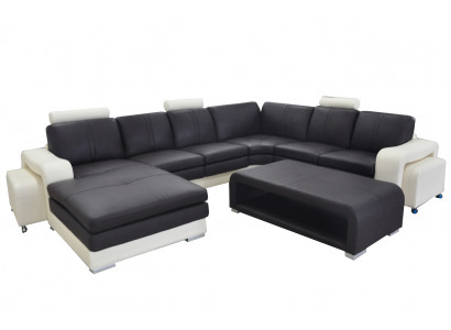 Leder Eck Sofa +USB,Couch Polster Sitz Möbel Garnitur Landschaft Modern Design