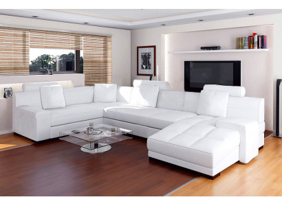 Ledersofa mit USB Wohnlandschaft Ecksofa Eck Garnitur Design Modern Sofa A1111