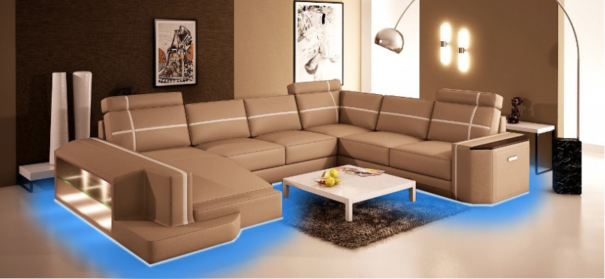 Sie unser U-förmiges Ledersofa Modern im exquisiten Designerstil