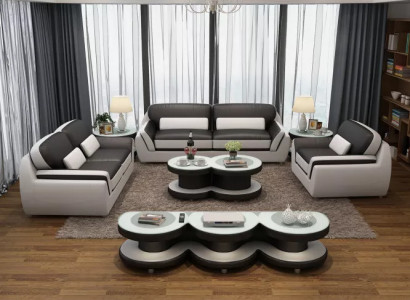 Sofagarnitur 321 Tisch Hocker Sideboard Wohnlandschaft Couchen Sofa Couch 7tlg.