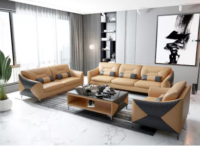 Modernes Sofa Sofagarnitur 321 Sitzer Couchtisch Garnituren Leder Gruppe 4tlg