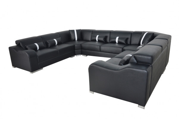 Leder Sofa Couch USB Polster Eck Garnitur Moderne Wohnlandschaft U Form Design