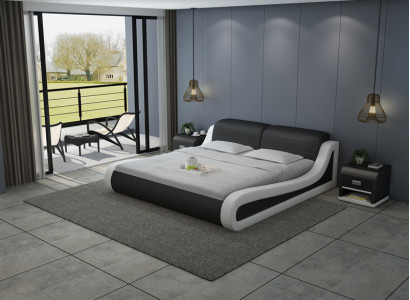 Wasserbett Hotel Doppelbett Betten + USB Komplett Lederbett Wasser Polsterbett