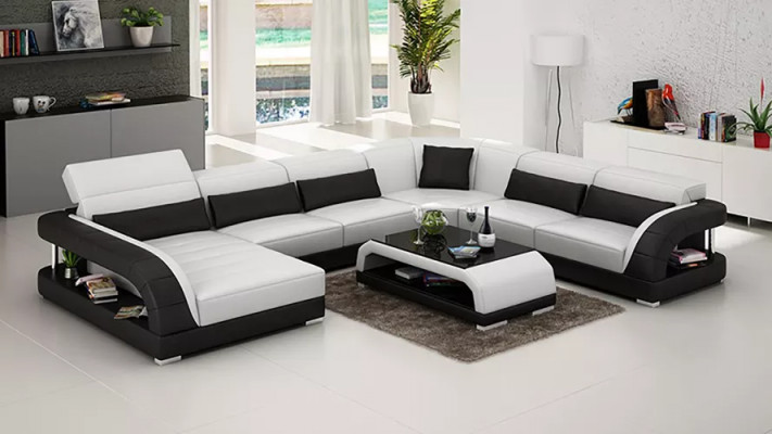 Ecksofa UForm Modernes Sofa Ledersofa Couchen Polster Designer Sofas Tisch 2tlg