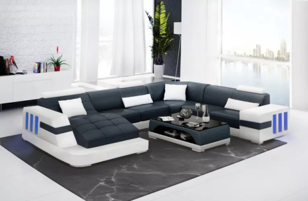 Designer Sofa Ecksofa Ledersofa Sofas UForm Polster Couch Wohnlandschaft Leder