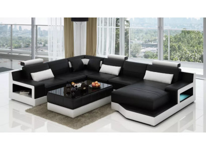 Ledersofa Ecksofa UForm Wohnlandschaft Designer Sofa Modernes Sofas Couchtisch