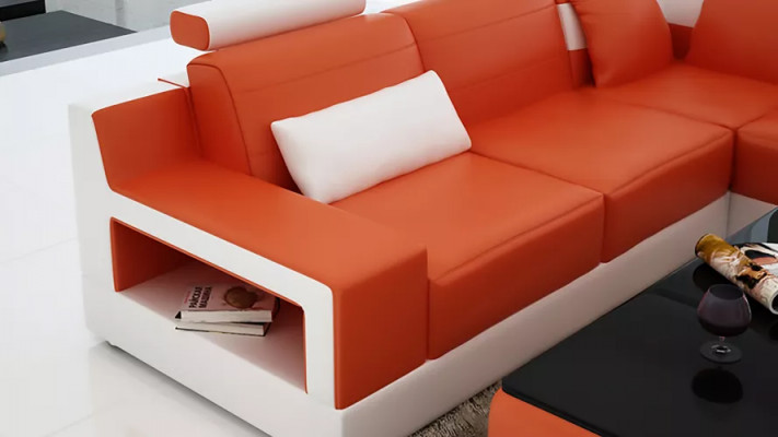 Ledersofa Ecksofa UForm Wohnlandschaft Designer Sofa Modernes Sofas Couchtisch