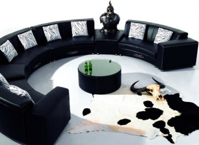 Rundsofa mit USB Couch Große XXL Wohnlandschaft Ecksofa Rund Sofa Eck Polster