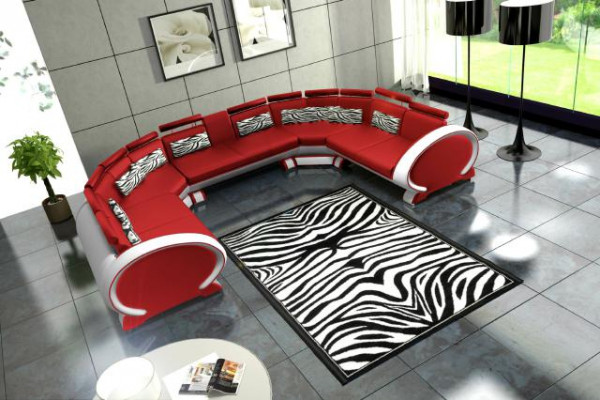 U förmige Couch Sitzpolster Ecke Leder Ecksofa Moderne Designer Couchen + USB