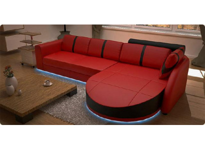 DESIGNERSOFA SCHLAFSOFA LEDERECKCOUCH mit USB LEDERSOFA ECKSOFA MIT BETTFUNKTION