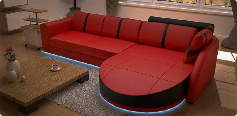 LEDERSOFA ECKSOFA MIT BETTFUNKTION DESIGNERSOFA SCHLAFSOFA LEDERECKCOUCH mit USB
