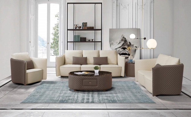 Ledersofa Sofa Couch Designer Polster Garnitur 2tlg Set Sitzgarnituren Couchen