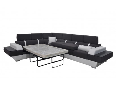 Couchgarnitur Modernes Sofa Ecke Sitzecke Leder Couch Polster Wohnlandschaft USB