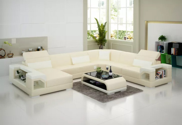 Ecksofa Wohnlandschaft Eckcouch Eckgarnitur Polster Sofa UForm Ledersofa Couch