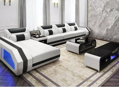 Ecksofa LForm Tisch Couchtisch Sideboard Sofa Ledersofa Ecksofa Polster 3tlg Set