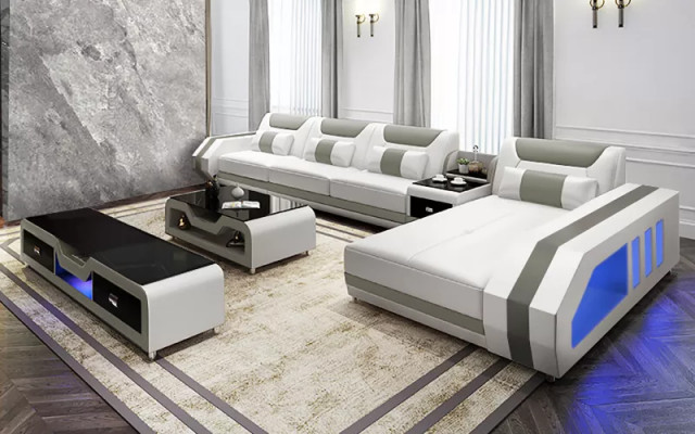 Ecksofa Polster Ecksofa LForm Couchtisch Modernes Sofa Wohnlandschaft 2tlg. Neu