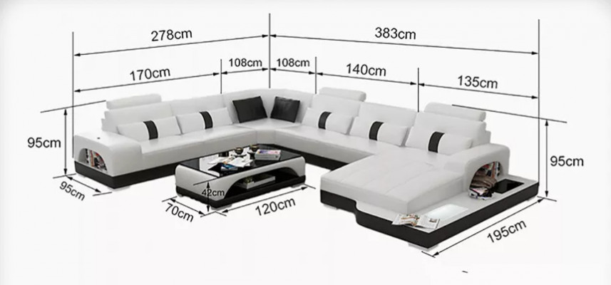Ecksofa Polster Ecksofa U-Form Modernes Sofa Ledersofa Designer-Sofa