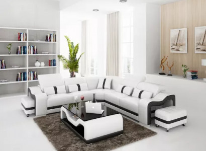 Eckcouch Sitzpolster Eckgarnitur Wohnlandschaft Sofa Couch Hocker Couchtisch Neu