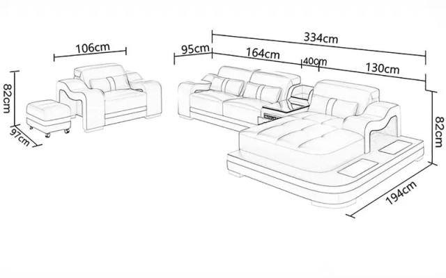 Designer Sofa Ecksofa L Form Sessel Sitzpolster Polster Wohnlandschaft Ledersofa