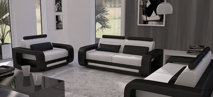 Sofagarnitur Sofa Couch Polster Leder Couchen Sofas 3+2+1 Davos Set Garnitur Neu