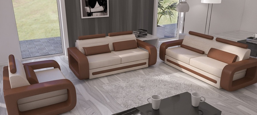 Sofagarnitur Sofa Couch Polster Leder Couchen Sofas 3+2+1 Set Davos Garnitur Neu