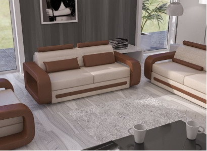 Sofagarnitur Sofa Couch Polster Leder Couchen Sofas 3+2+1 Set Davos Garnitur Neu