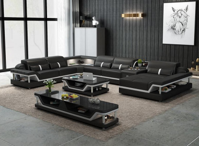 Perfekte Harmonie Großes Leder-Ecksofa U-Form für ein stilvolles Wohnzimmer