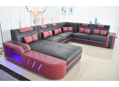 Leder Ecksofa U-förmiges Sofa Modernes Sofa Weiches Ecksofa Wohnbereich Design