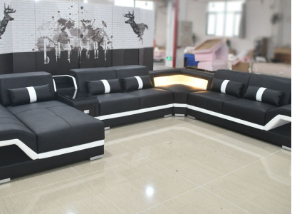 Moderne Ecksofa Couch Polster Eckgarnitur Ledersofa Sitzecke Sofa Wohnzimmer Neu