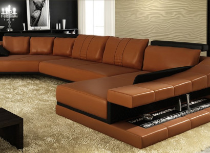Ledersofa Wohnlandschaft XXL Ecksofa Bigsofa Couch Garnitur Designersofa PHM105