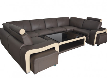 Leder Eck Sofa Couch Polster Garnitur Sitz Wohn Landschaft Modern
