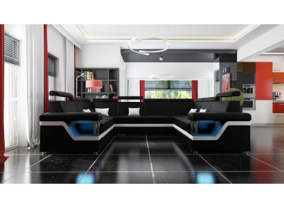 Ledersofa Big XXL Couch Ecksofa Wohnlandschaft Couch Polster Sitz XXL Garnitur