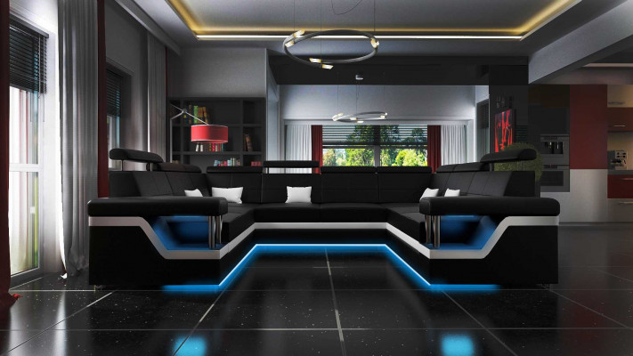 Ledersofa Big XXL Couch Ecksofa Wohnlandschaft Couch Polster Sitz XXL Garnitur