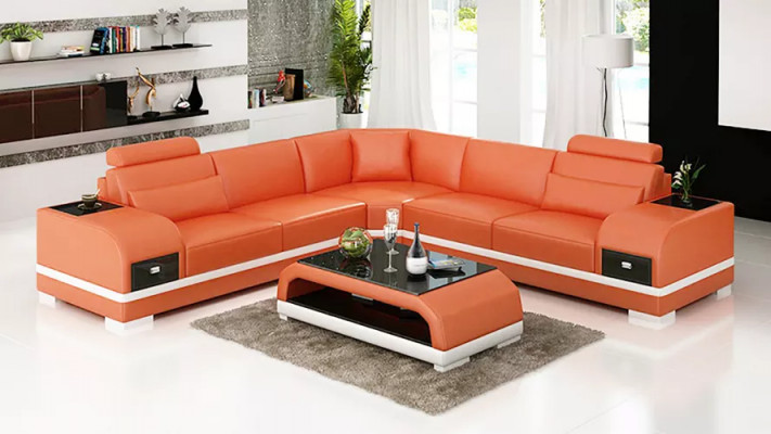 Design Ledergarnitur Couchen Eckcouch Sofa Polster Sofas Ledercouch Wohnzimmer
