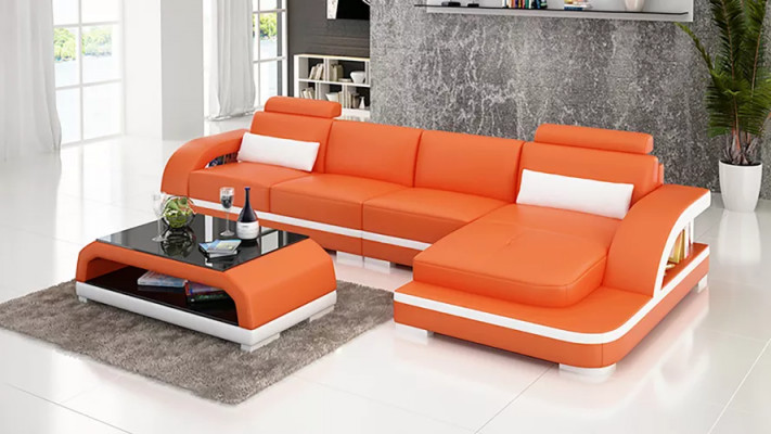 Modernes Sofa Wohnlandschaft Ledersofa Ecksofa Polster Ecksofa L-Form
