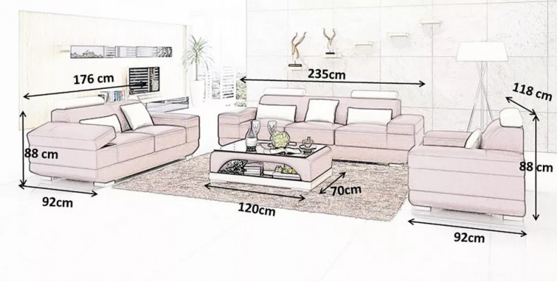 Moderne Couch Sofagarnitur 321 Sitzer Couchtisch Ledersofa Sofa Wohnlandschaft