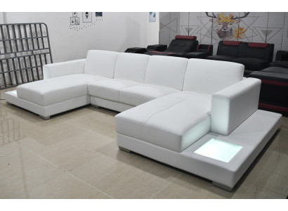 Ledersofa Sofa Modernes Polster Leder Design Ecksofa Couch Stoff Wohnlandschaft