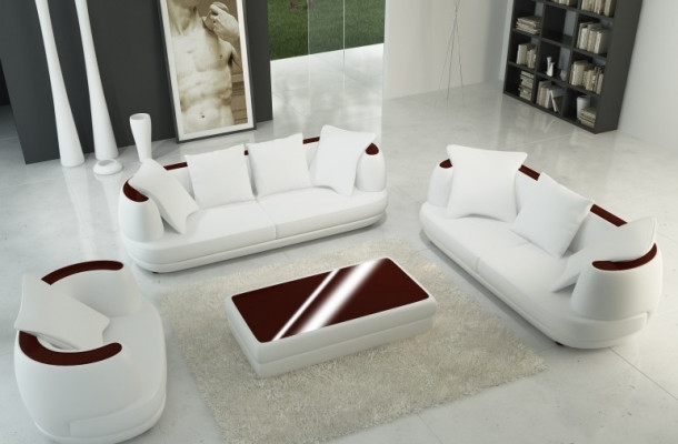 Ledersofa Sofagarnitur 3+2+1 Couch Sitz Polster Sofa Garnitur Set Neu Royal Grau