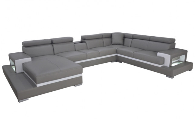 Moderne Sitz Polster Wohnlandschaft Wohnzimmer Polster Ecke Couch USB + Licht