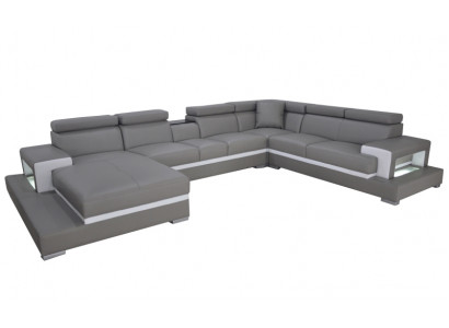 Moderne Sitz Polster Wohnlandschaft Wohnzimmer Polster Ecke Couch USB + Licht