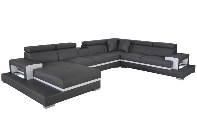 Moderne Sitz Polster Wohnlandschaft Wohnzimmer Polster Ecke Couch USB + Licht