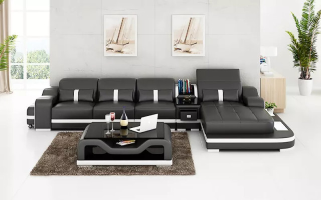 Polster Ecksofa Ecksofa Wohnlandschaft Ledersofa Designer-Sofa Ecksofa L-Form
