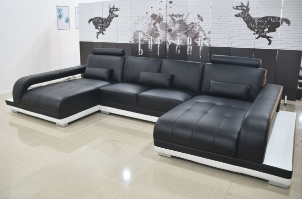 Ledersofa Sofa Modernes Polster Leder Design Ecksofa Couch Textil Wohnlandschaft