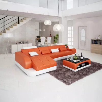 Ecksofa L-Form Modernes Sofa Ledersofa Ecksofa Polster Wohnlandschaft