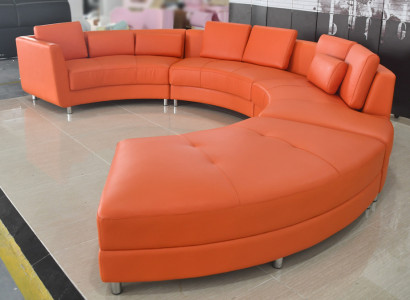 Ledersofa Sofa Modernes Polster Leder Runde Wohnlandschaft Ecksofa Runde Couch