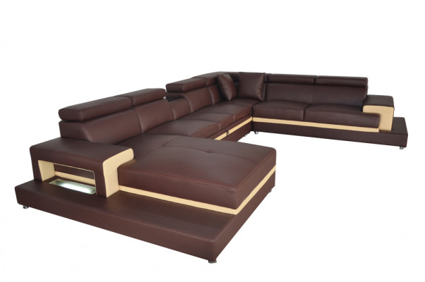 Design Leder Polster Sitz Zimmer Wohn Sofa Eck Sofas Couch Designer Garnitur XXL