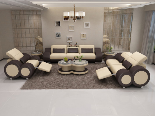 Ledersofa Couch Sofagarnitur 3+2+1 Garnitur Design Modern Sofa + USB Sitzer Neu